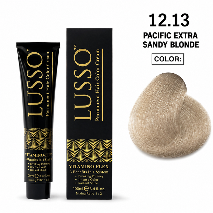 LUSSO Permanent Hair Colour Cream 100 ml – No. 12.13 Pacific Extra Sandy Blonde