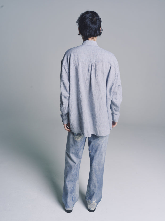 Mid Blue Burlington Seersucker Borrowed BD Shirt