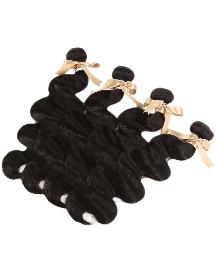high quality natural black body wave human hair bundles 4pcs