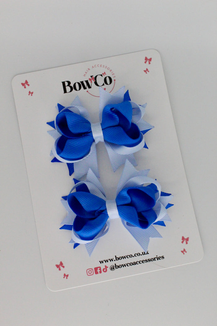 School Bows Royal Blue and Bluebell - Loopy Stacked Bow Set