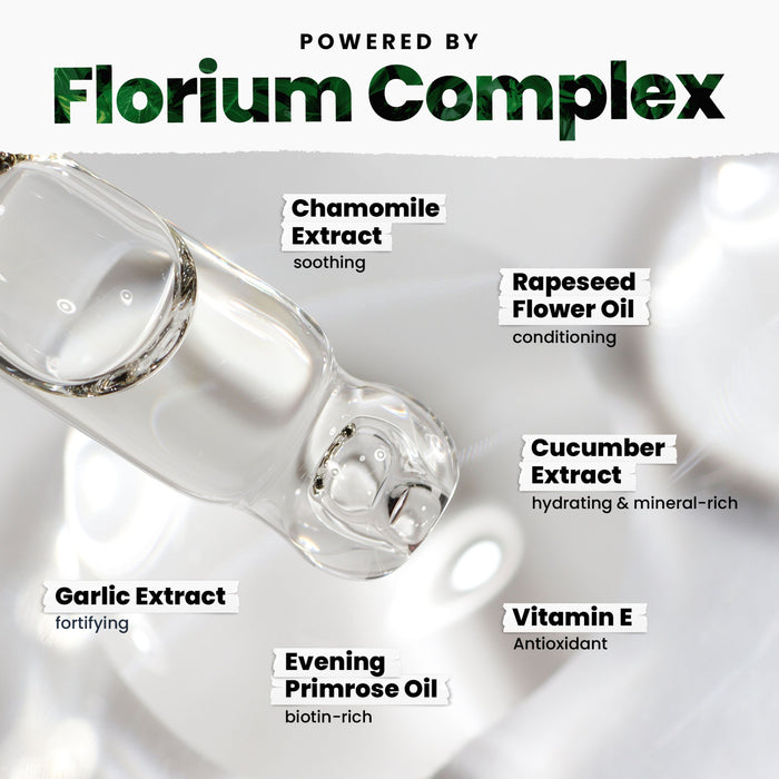 The dropper of clear liquid featuring the nourishing Florium Complex by LONDONTOWN contains Chamomile Extract, Rapeseed Flower Oil, Cucumber Extract, Garlic Extract, Evening Primrose Oil, and Vitamin E. Teak perfectly complements chocolatey brown nail polish with its gentle touch.