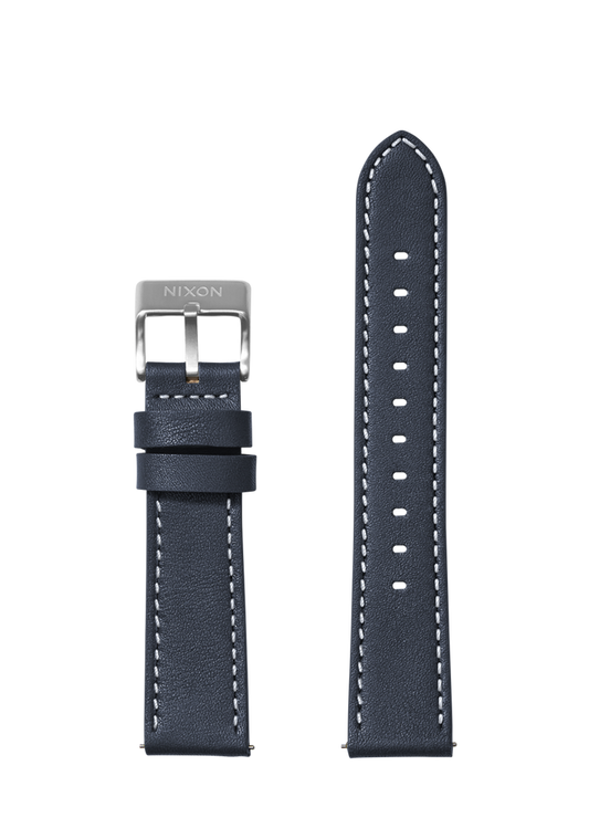 23mm Stitched Leather Band - Navy