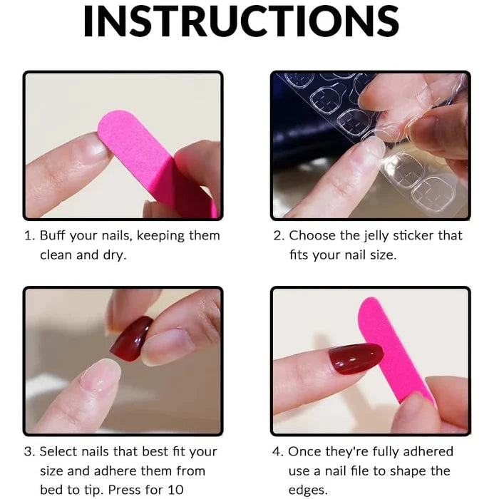 24Pcs White French Tips Medium Almond Press on Nails with Red Five-pointed Star Design, Glossy False Nails