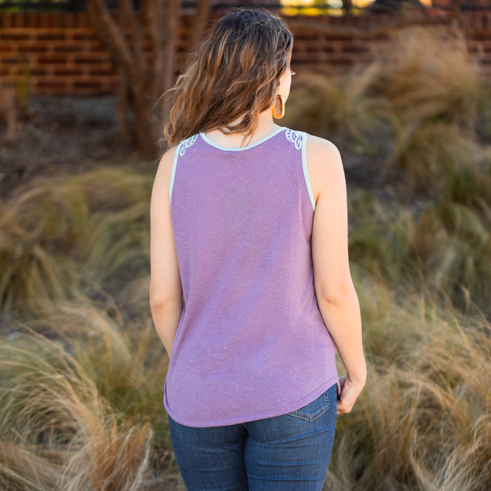 30026 - Embroidered Tank Top - Purple