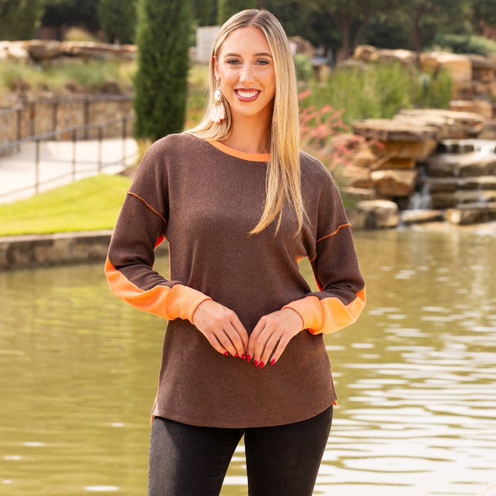 40041 - Color Block Long Sleeve Top