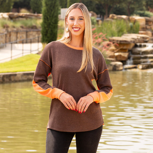 40041 - Color Block Long Sleeve Top