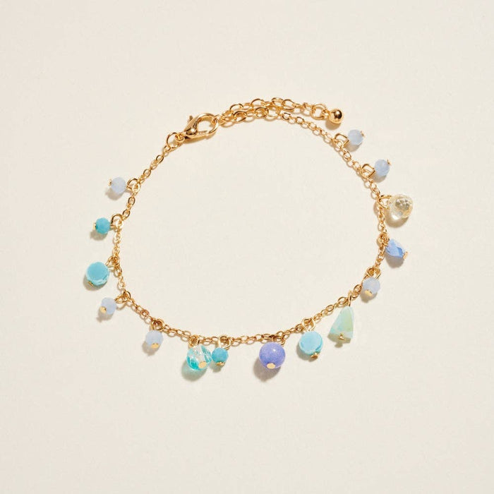 7 In Multi Color Semi Precious Glass Bead Bracelet