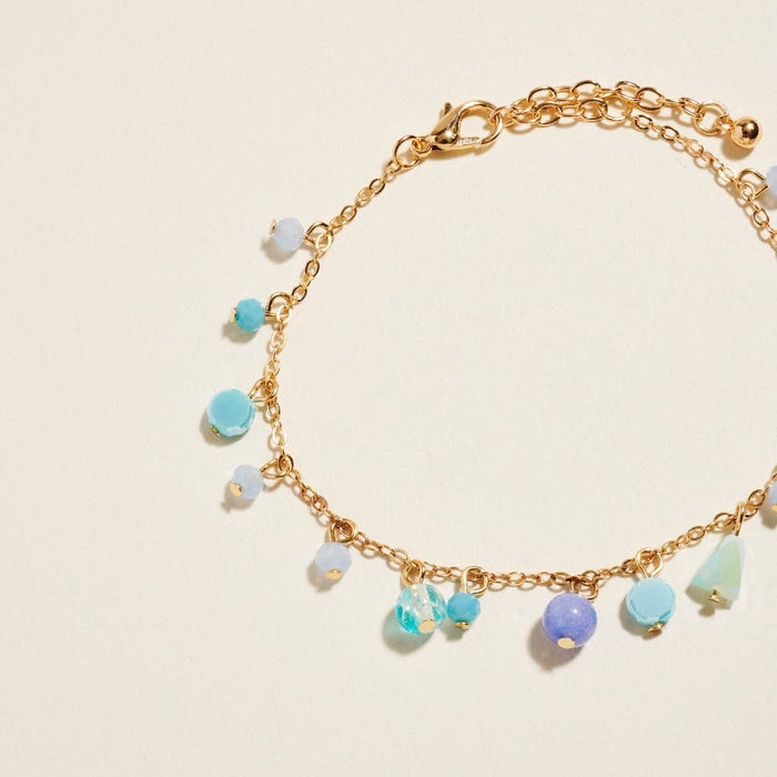 7 In Multi Color Semi Precious Glass Bead Bracelet