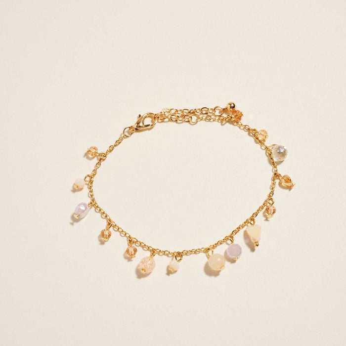 7 In Multi Color Semi Precious Glass Bead Bracelet
