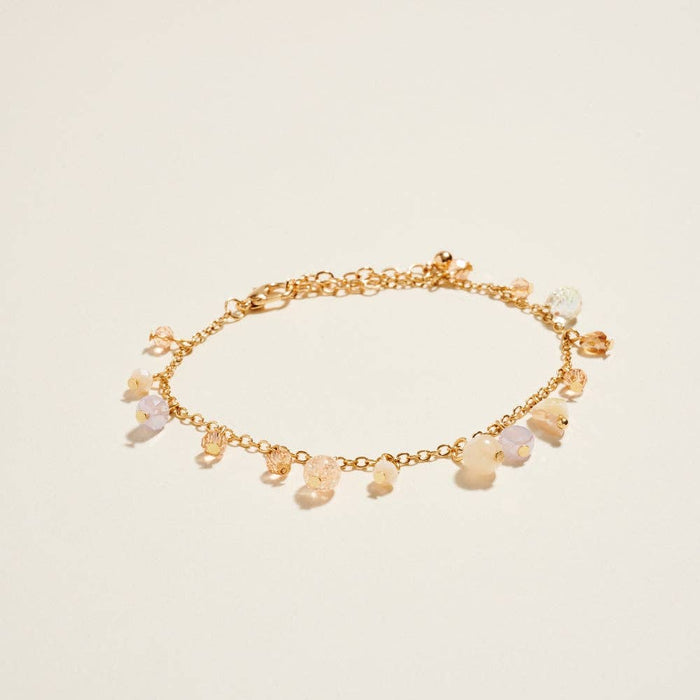 7 In Multi Color Semi Precious Glass Bead Bracelet