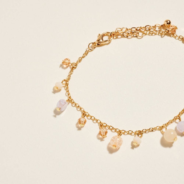 7 In Multi Color Semi Precious Glass Bead Bracelet