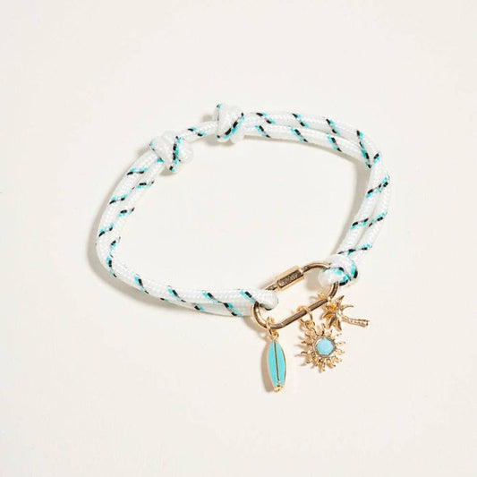 7.25 Inch Surfboard Heraldry Sun Palm Tree Summer Bracelet