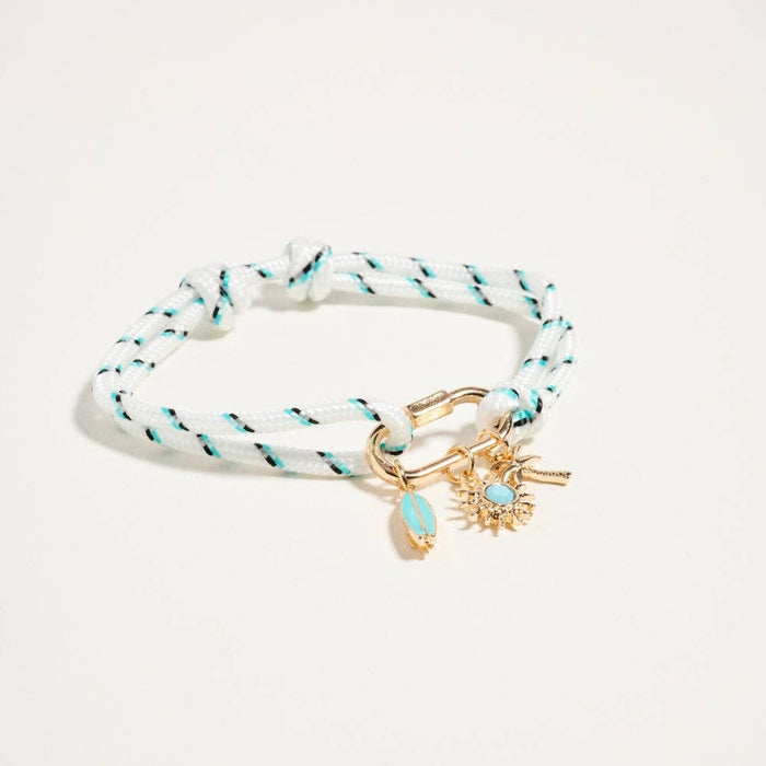 7.25 Inch Surfboard Heraldry Sun Palm Tree Summer Bracelet