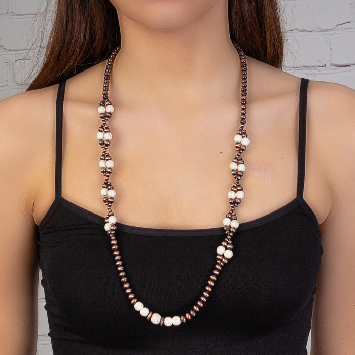 72789 - Squash Blossom Beaded Necklace - Ivory & Copper