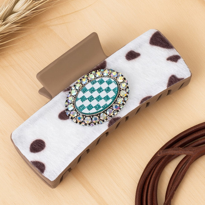 79085 - Checkered Claw Clip - Turquoise