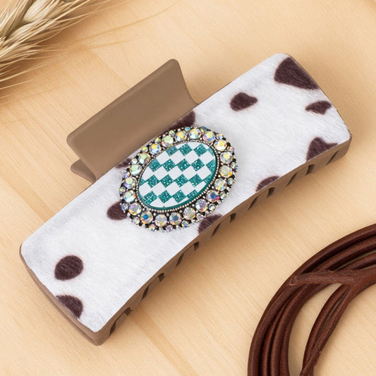 79085 - Checkered Claw Clip - Turquoise