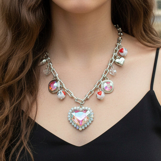 92373 - Heart Charm Necklace - AB