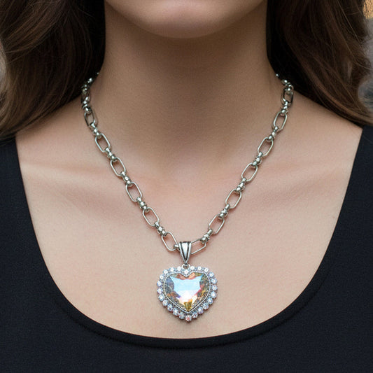 92386 - Heart Pendant Necklace - AB