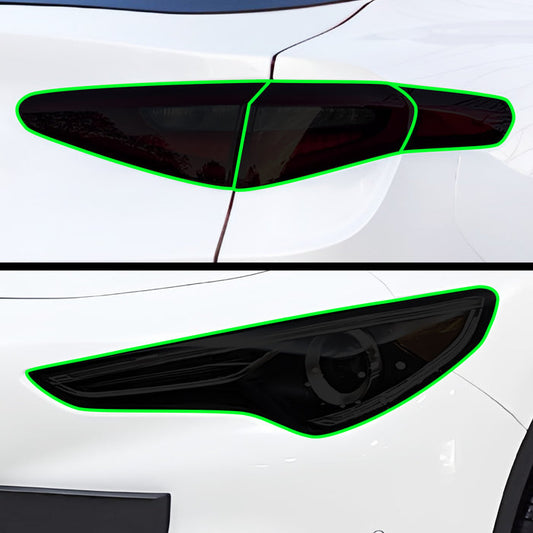 Full Headlight Taillight Precut Smoked PPF Tint Kit Film Overlay Fits Alfa Romeo Stelvio 2019 - 2025 - Bogar Tech Designs