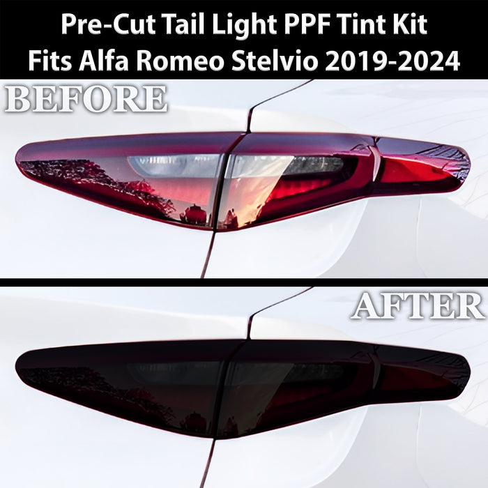 Full Headlight Taillight Precut Smoked PPF Tint Kit Film Overlay Fits Alfa Romeo Stelvio 2019 - 2025 - Bogar Tech Designs