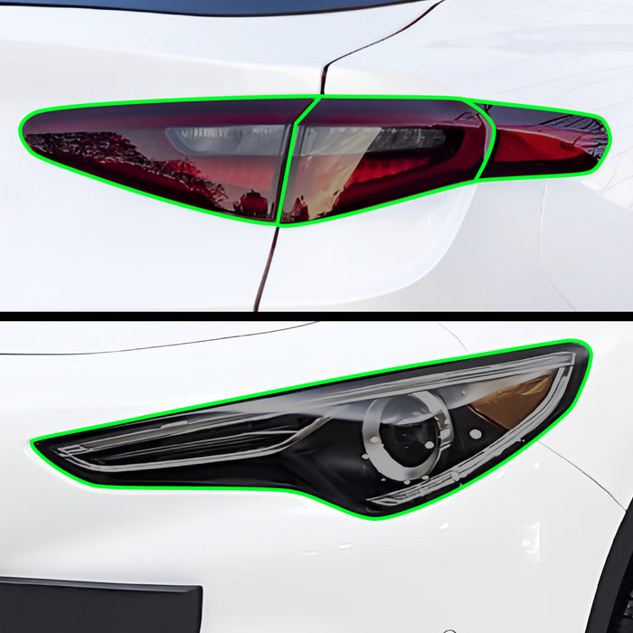 Full Headlight Taillight Precut Smoked PPF Tint Kit Film Overlay Fits Alfa Romeo Stelvio 2019 - 2025 - Bogar Tech Designs