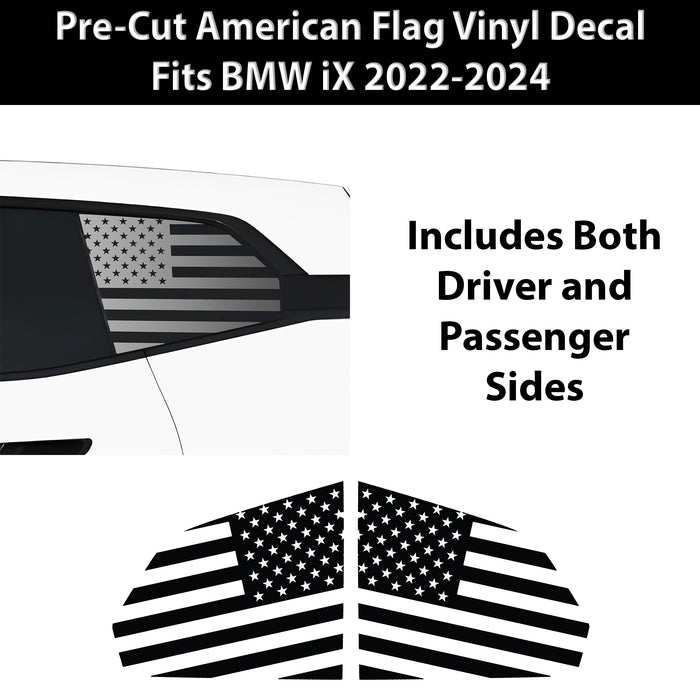 Quarter Window American Flag Vinyl Decal Stickers Fits BMW iX 2022 - 2025 - Bogar Tech Designs