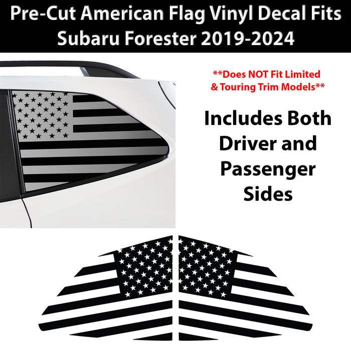 Quarter Window American Flag Vinyl Decal Stickers Fits Subaru Forester 2019 - 2024 - Bogar Tech Designs