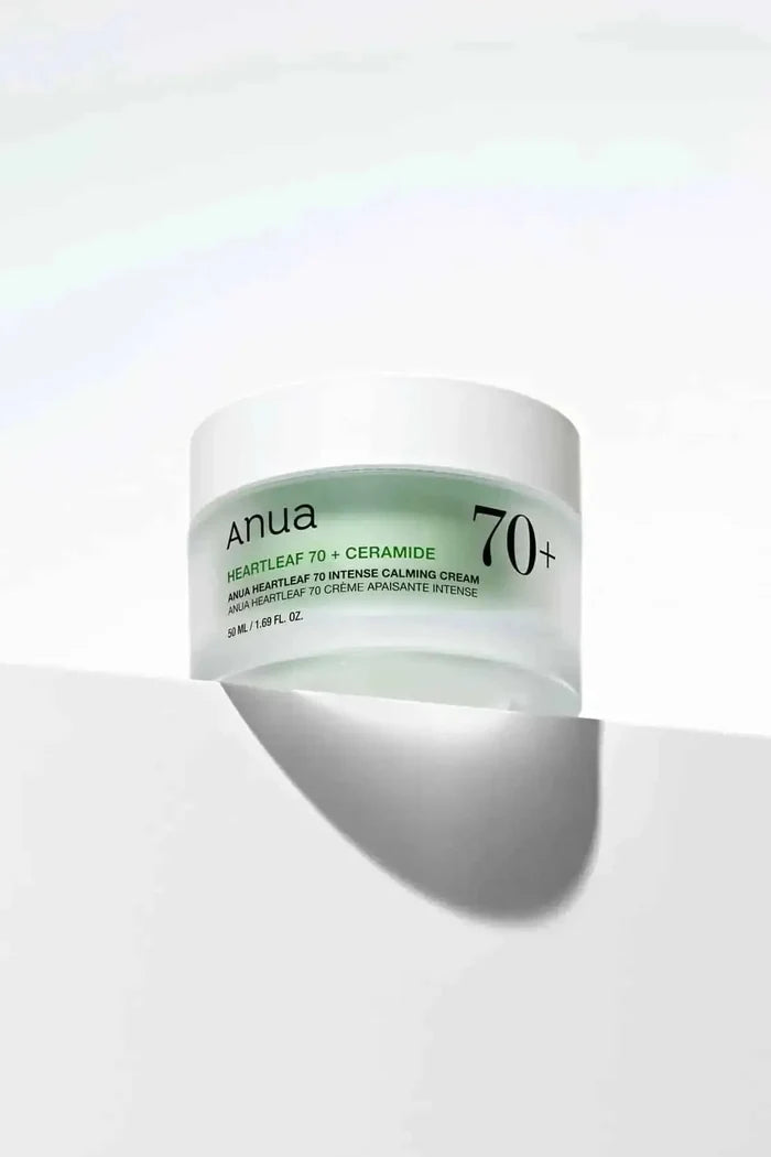 Anua Heartleaf 70 Intense Calming Cream, a rich Ceramide Face Cream designed for deep hydration and barrier support.