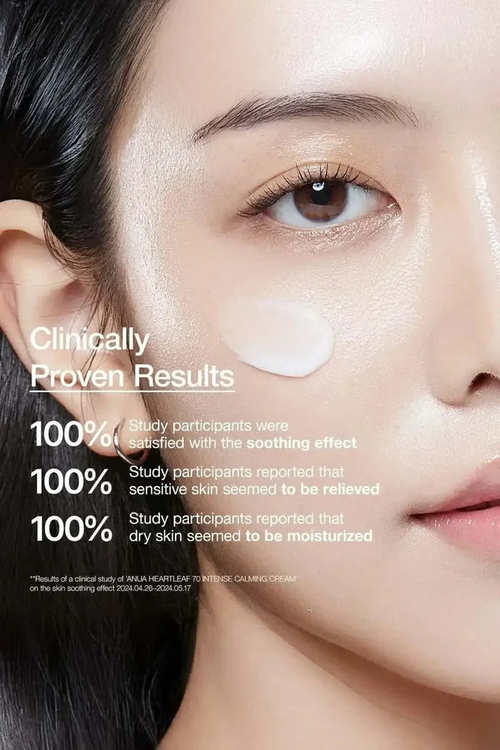 Clinical trial results showing 100% satisfaction for this vegan Ceramide Face Cream's soothing and moisturizing effects.