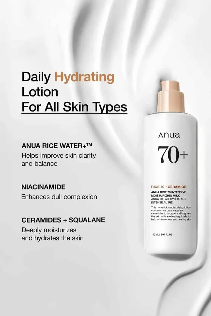 Infographic showing Rice Water, Niacinamide, and Ceramides, making it perfect for Layering Skincare to deeply hydrate all skin types.