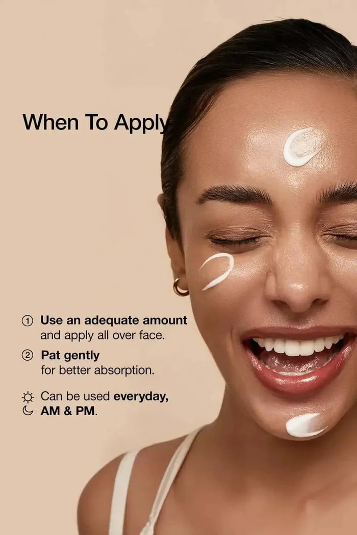 Model applying Anua Rice 70 lotion, showcasing its versatile use for Layering Skincare in both AM and PM routines.