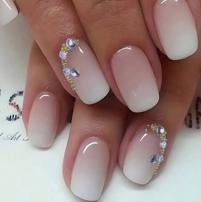 ARTAUG 24PCS Medium Pink Press On Nails Gradation Press On Nails Summer Nails Sweety Press On Nail For Girl