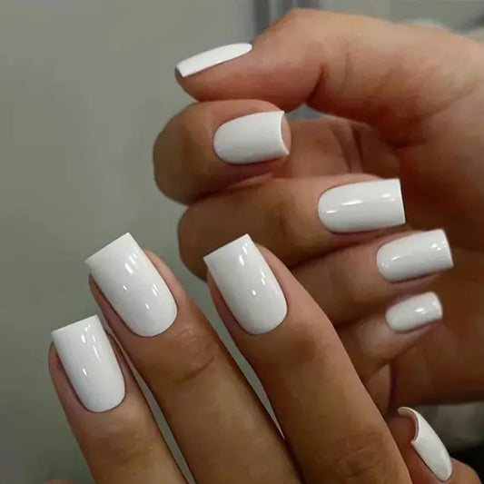 ARTAUG 24PCS Press On Nails Medium White Square Press On Nails Sweet Press On Nails Korean Press On Nails