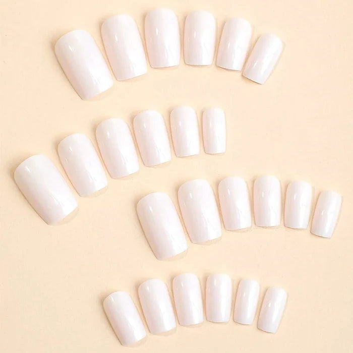 ARTAUG 24PCS Press On Nails Medium White Square Press On Nails Sweet Press On Nails Korean Press On Nails