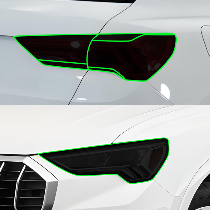 Full Headlight Taillight Precut Smoked PPF Tint Kit Film Overlay Fits Audi Q3 2019 - 2024 - Bogar Tech Designs