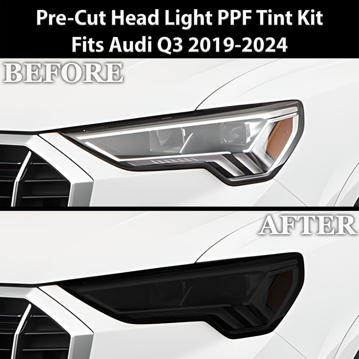 Full Headlight Taillight Precut Smoked PPF Tint Kit Film Overlay Fits Audi Q3 2019 - 2024 - Bogar Tech Designs