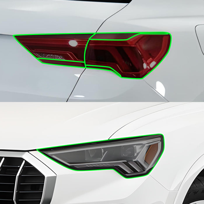 Full Headlight Taillight Precut Smoked PPF Tint Kit Film Overlay Fits Audi Q3 2019 - 2024 - Bogar Tech Designs