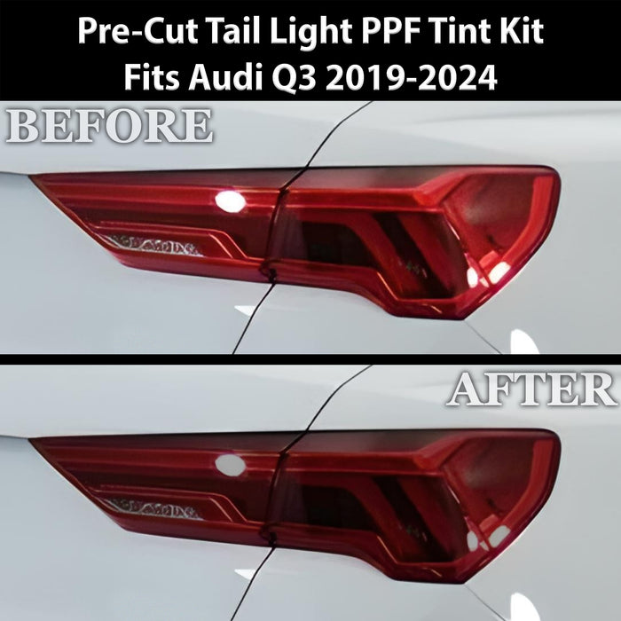 Full Headlight Taillight Precut Smoked PPF Tint Kit Film Overlay Fits Audi Q3 2019 - 2024 - Bogar Tech Designs