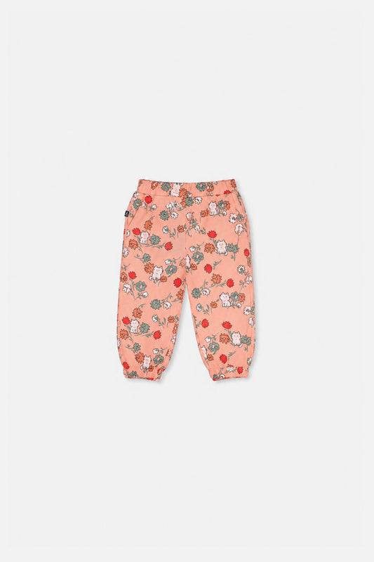 Baby French Terry Sweatpants Pink Cat Print-0