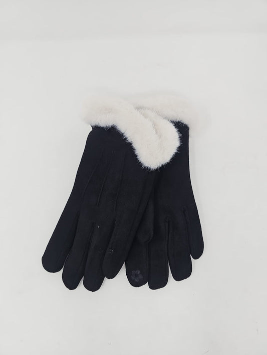 Black & Ivory Fur Lined Gloves