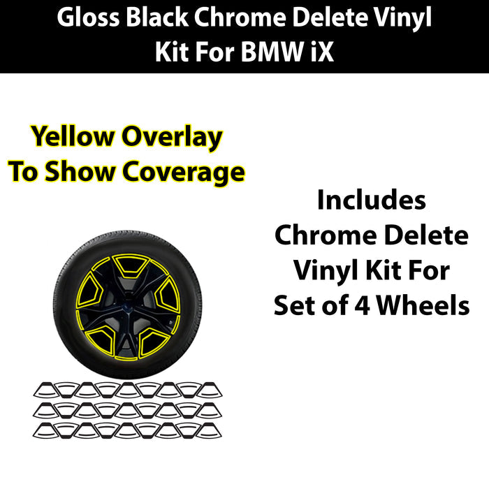 BMW iX 2022-2026 Blackout Chrome Delete Kit – Precut Gloss Black Vinyl Overlays