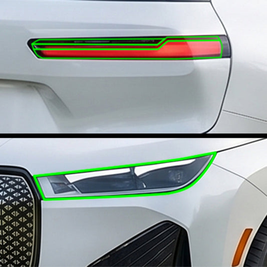 BMW iX 2022–2026 Dark Smoke Headlight & Taillight Tint Kit – Precut Vinyl Lens Overlays