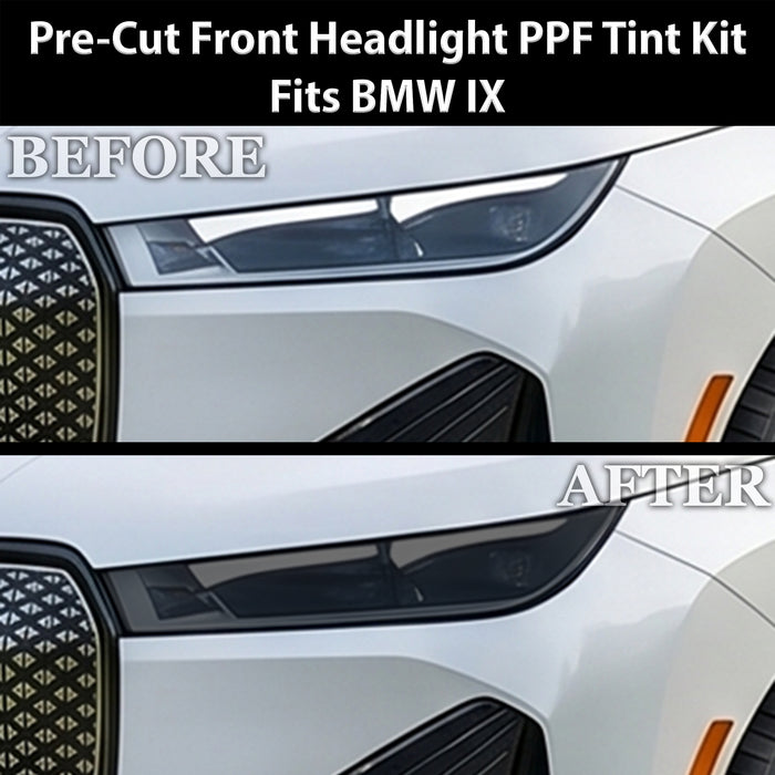 BMW iX 2022–2026 Dark Smoke Headlight & Taillight Tint Kit – Precut Vinyl Lens Overlays