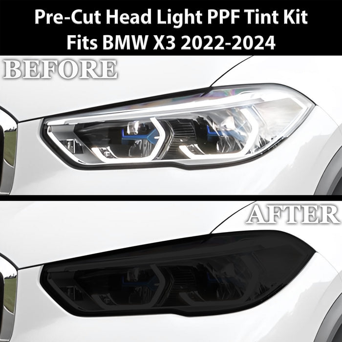 Full Headlight Taillight Precut Smoked PPF Tint Kit Film Overlay Fits BMW X3 2022 - 2024 - Bogar Tech Designs