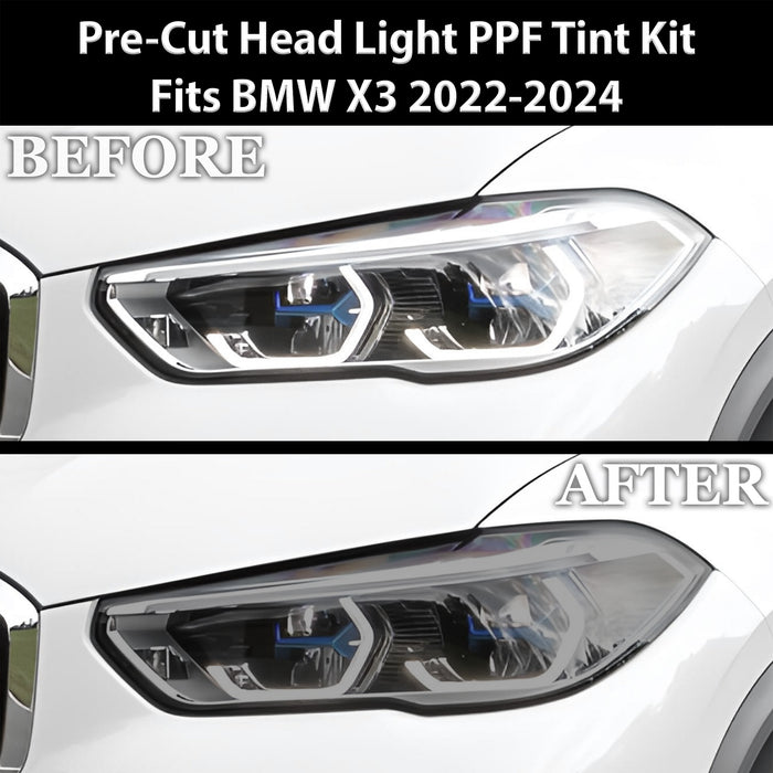 Full Headlight Taillight Precut Smoked PPF Tint Kit Film Overlay Fits BMW X3 2022 - 2024 - Bogar Tech Designs