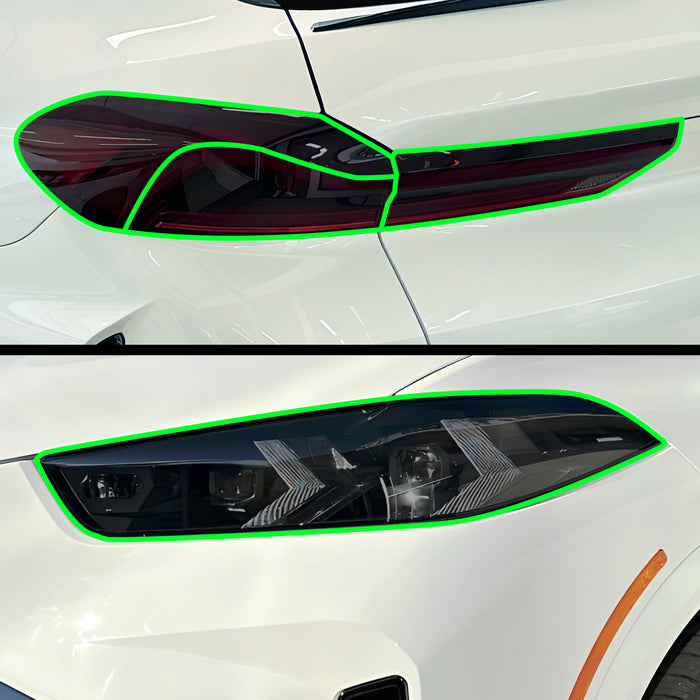 Full Headlight Taillight Precut Smoked PPF Tint Kit Film Overlay Fits BMW X6 2020 - 2025 - Bogar Tech Designs