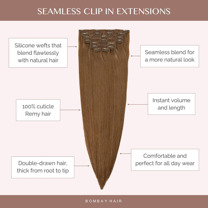 Brown/Blonde Highlights (P5/16) Seamless Clip-Ins