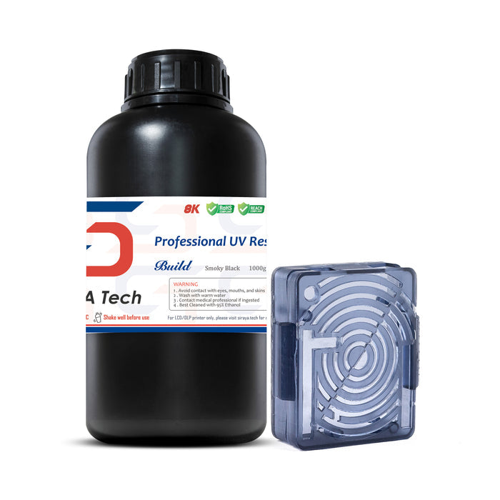 drillable precision 3D printer resin 1kg smoky black bottle with transparent maze cube print