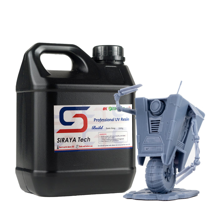 drillable 3D printer resin build sonic grey 2kg jug with detailed sci-fi motorcycle print
