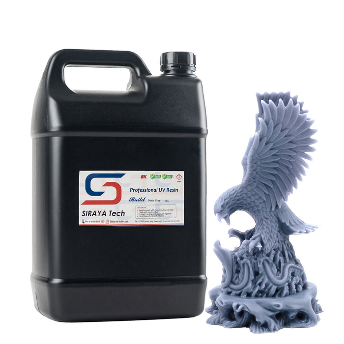 drillable 3D printer resin build sonic grey 5kg bulk jug with eagle statue print sample